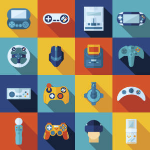 Picture of different types of Video Game Controllers 